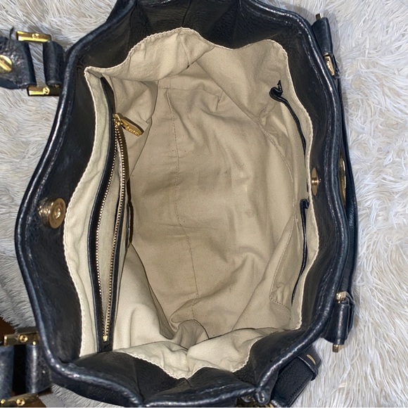 Tory Burch Amanda black pebbled leather double handles w shoulder strap hand bag - Picture 7 of 16